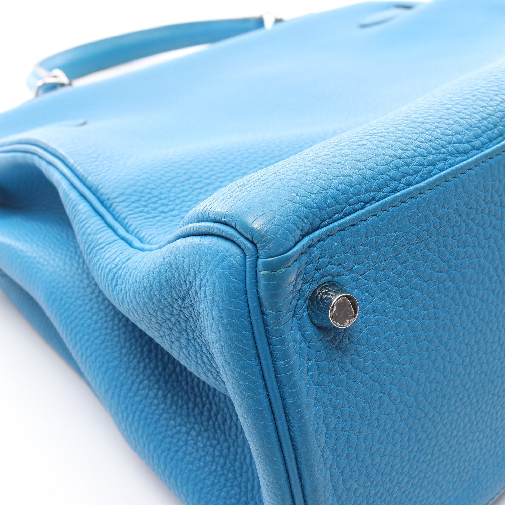 ケリー35 ブルーザンジバル 内縫い 2WAY ハンドバッグ トゴ ブルー シルバー金具 A刻印 エルメス バッグ HERMES