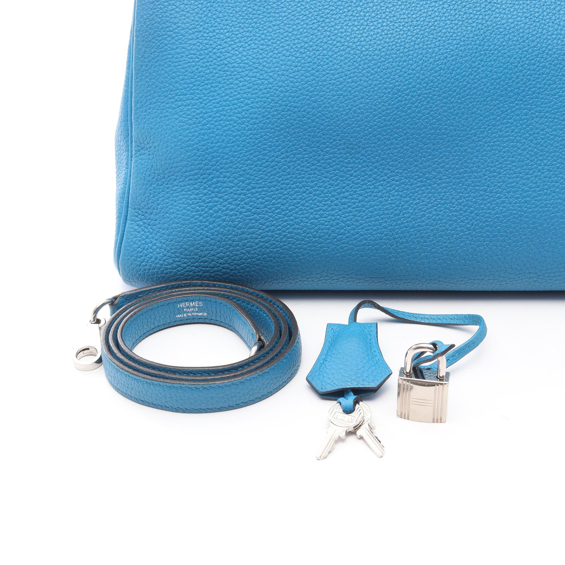 ケリー35 ブルーザンジバル 内縫い 2WAY ハンドバッグ トゴ ブルー シルバー金具 A刻印 エルメス バッグ HERMES