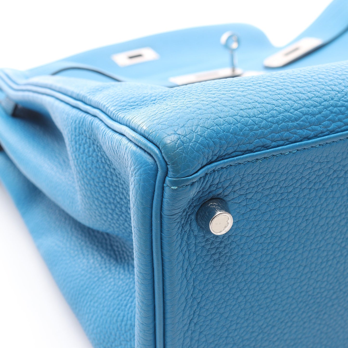 ケリー35 ブルーザンジバル 内縫い 2WAY ハンドバッグ トゴ ブルー シルバー金具 A刻印 エルメス バッグ HERMES