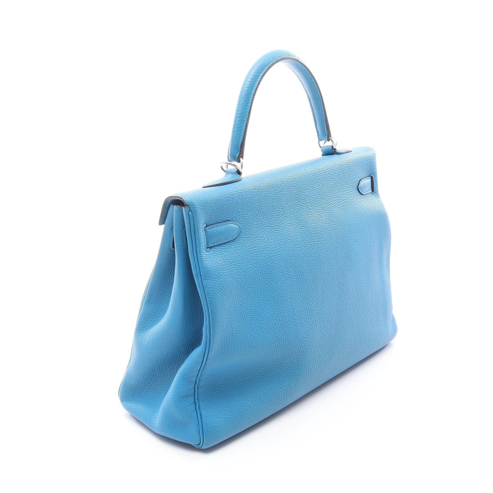 ケリー35 ブルーザンジバル 内縫い 2WAY ハンドバッグ トゴ ブルー シルバー金具 A刻印 エルメス バッグ HERMES