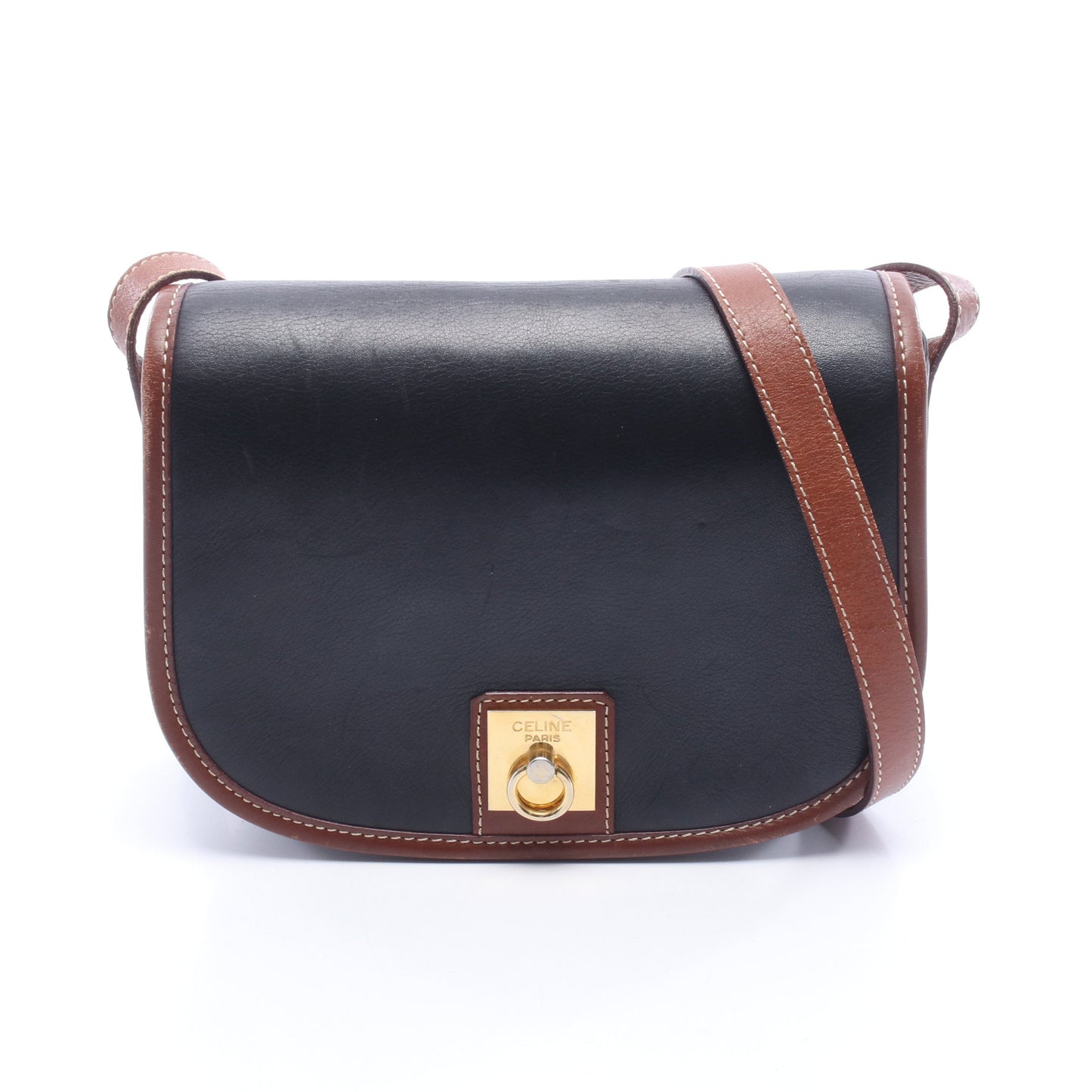 ショルダーバッグ レザー ネイビー ブラウン セリーヌ バッグ CELINE
