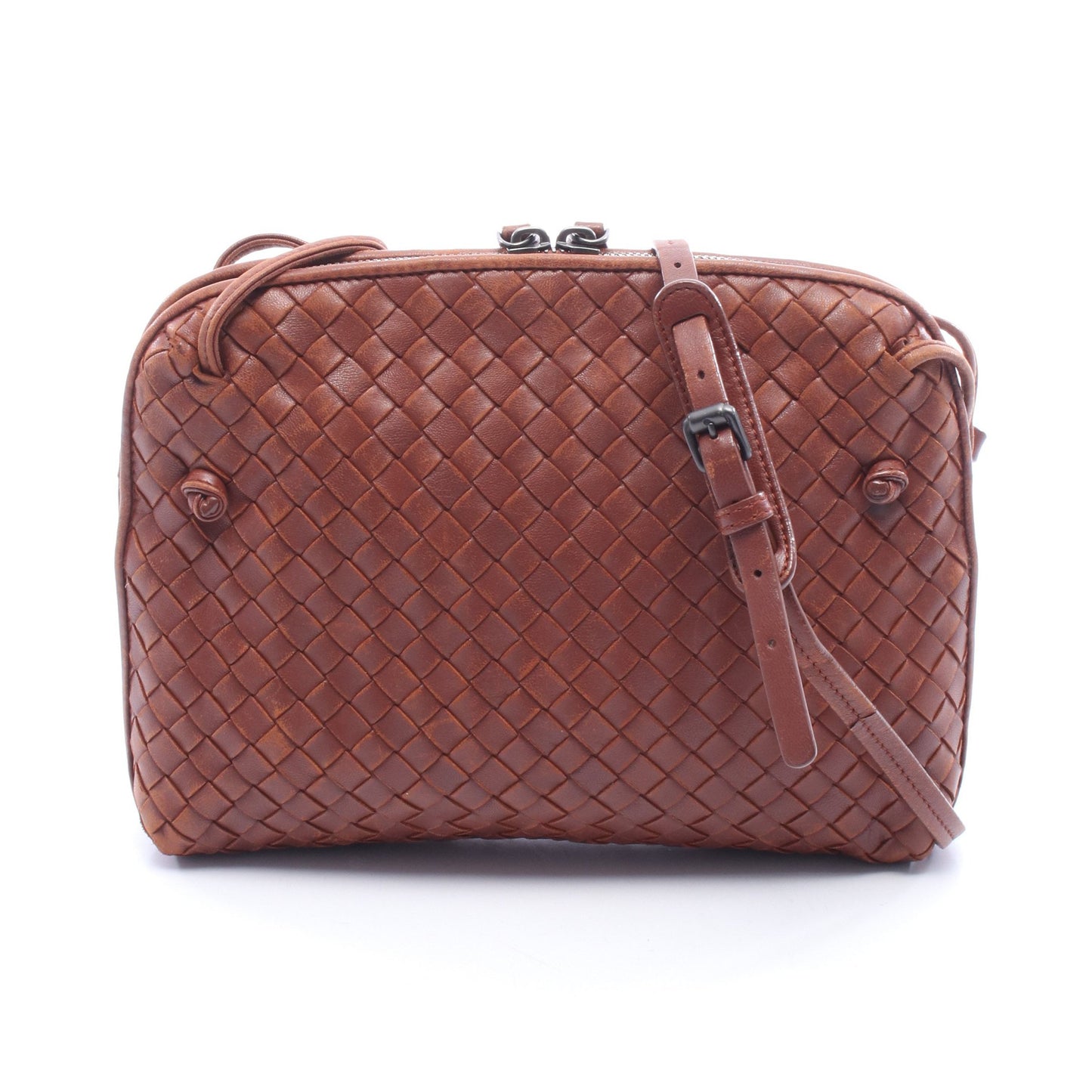 イントレチャート ショルダーバッグ レザー ブラウン ボッテガヴェネタ バッグ BOTTEGA VENETA