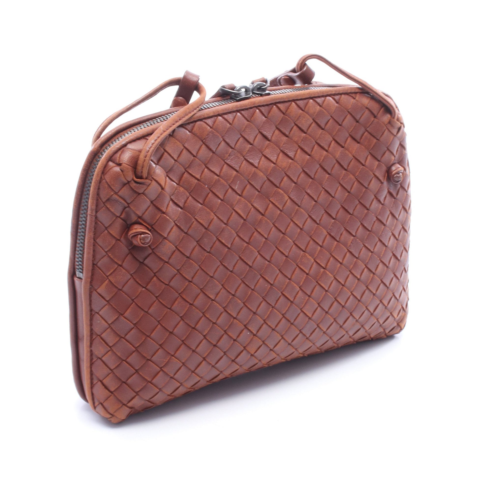 イントレチャート ショルダーバッグ レザー ブラウン ボッテガヴェネタ バッグ BOTTEGA VENETA