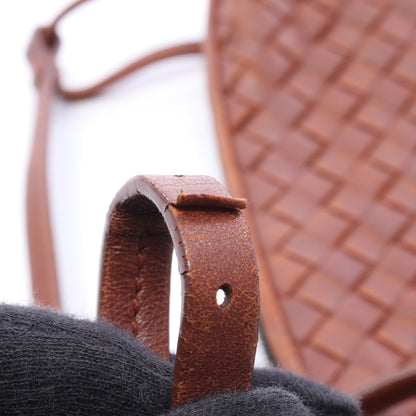 イントレチャート ショルダーバッグ レザー ブラウン ボッテガヴェネタ バッグ BOTTEGA VENETA