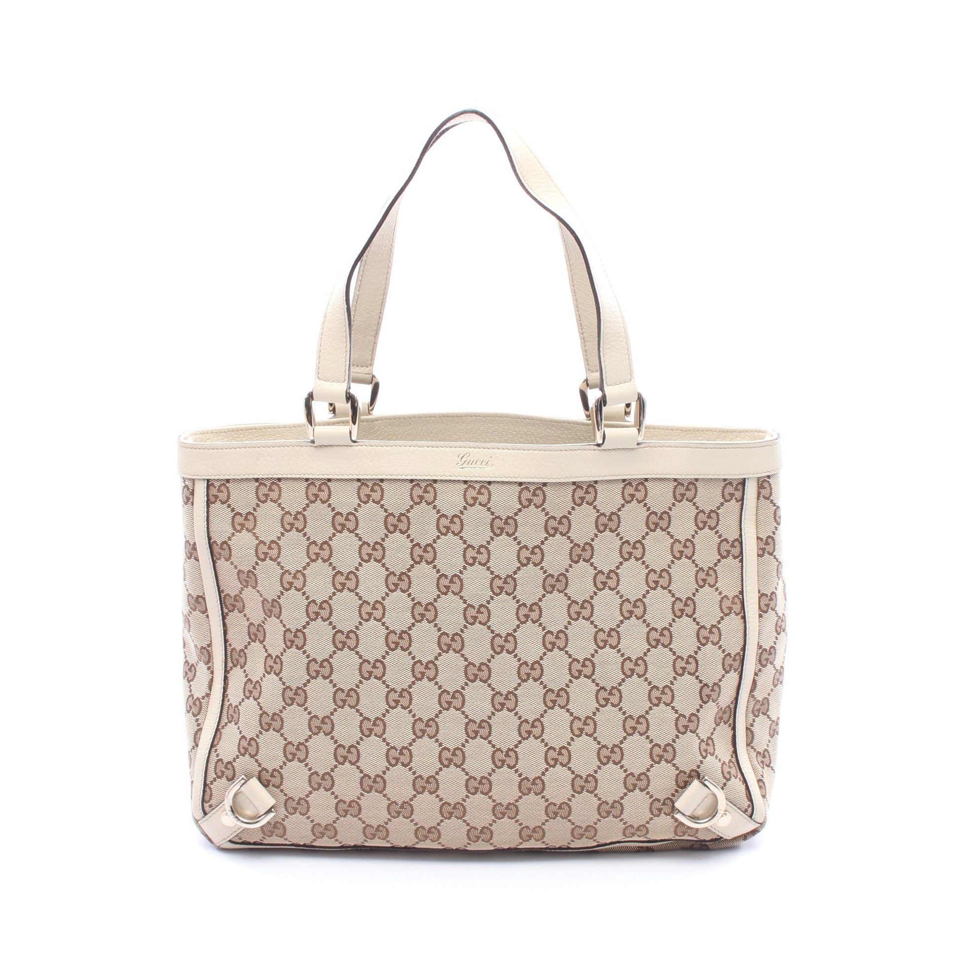 アビー GGキャンバス ハンドバッグ トートバッグ キャンバス レザー ベージュ ブラウン アイボリー グッチ バッグ GUCCI