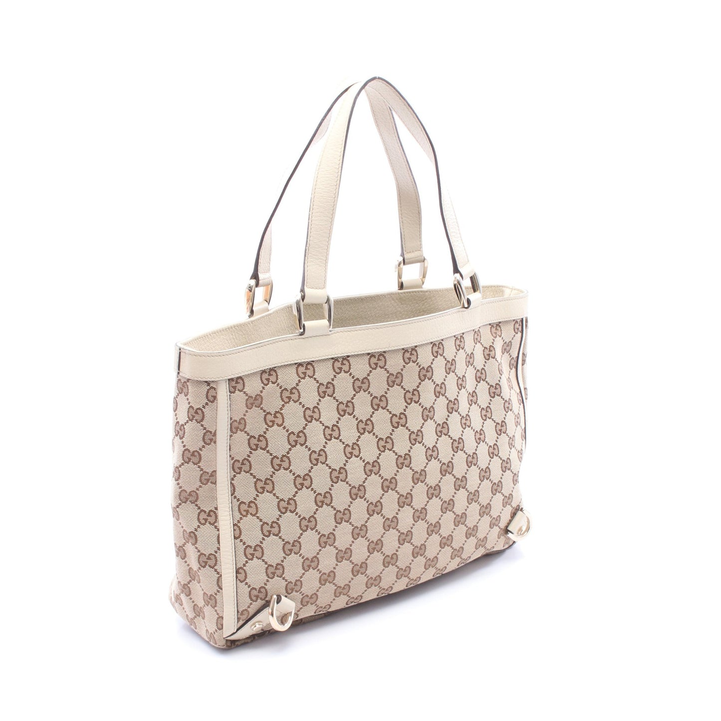 アビー GGキャンバス ハンドバッグ トートバッグ キャンバス レザー ベージュ ブラウン アイボリー グッチ バッグ GUCCI