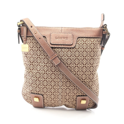 アナグラム ショルダーバッグ キャンバス レザー ベージュ ブロンズ ロエベ バッグ LOEWE