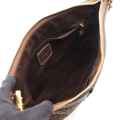 アナグラム ショルダーバッグ キャンバス レザー ベージュ ブロンズ ロエベ バッグ LOEWE