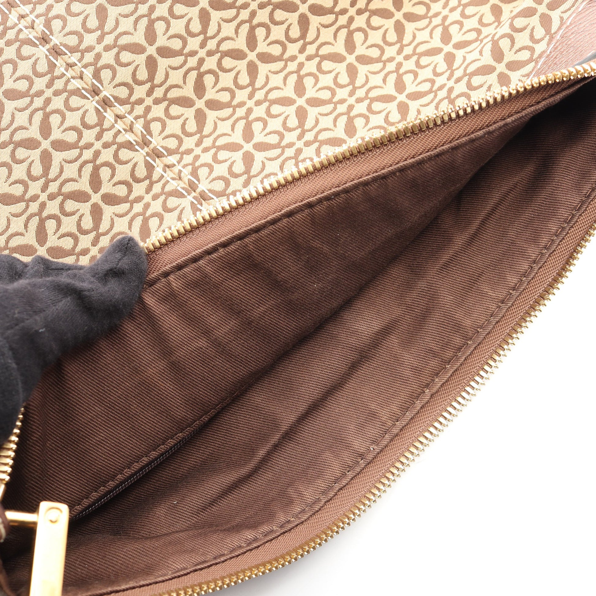 アナグラム ショルダーバッグ キャンバス レザー ベージュ ブロンズ ロエベ バッグ LOEWE