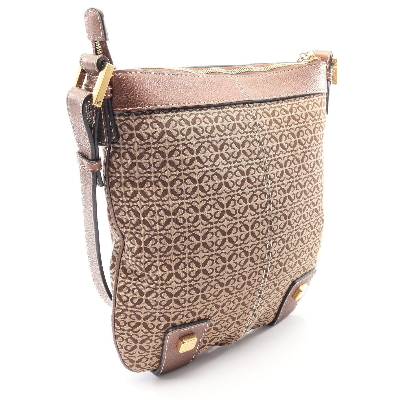 アナグラム ショルダーバッグ キャンバス レザー ベージュ ブロンズ ロエベ バッグ LOEWE