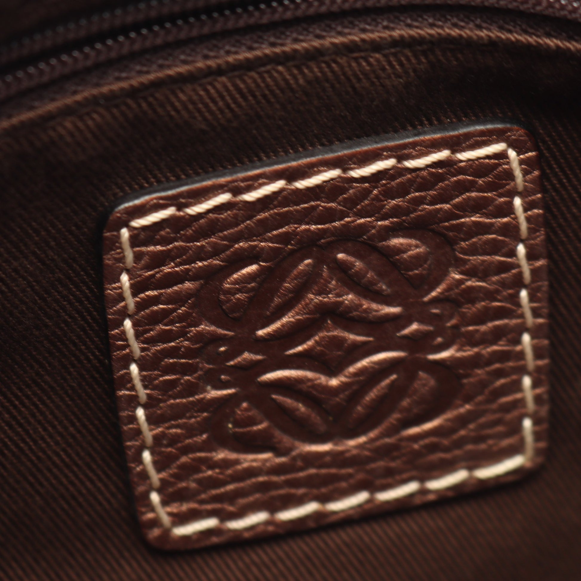 アナグラム ショルダーバッグ キャンバス レザー ベージュ ブロンズ ロエベ バッグ LOEWE