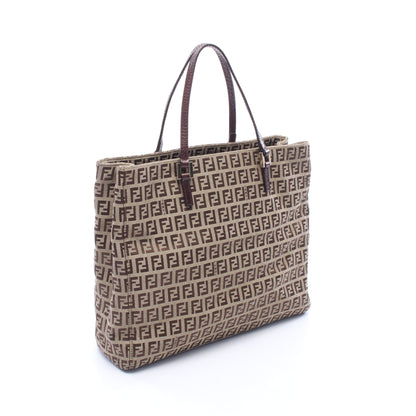 ズッキーノ ハンドバッグ トートバッグ キャンバス レザー ベージュ ダークブラウン フェンディ バッグ FENDI