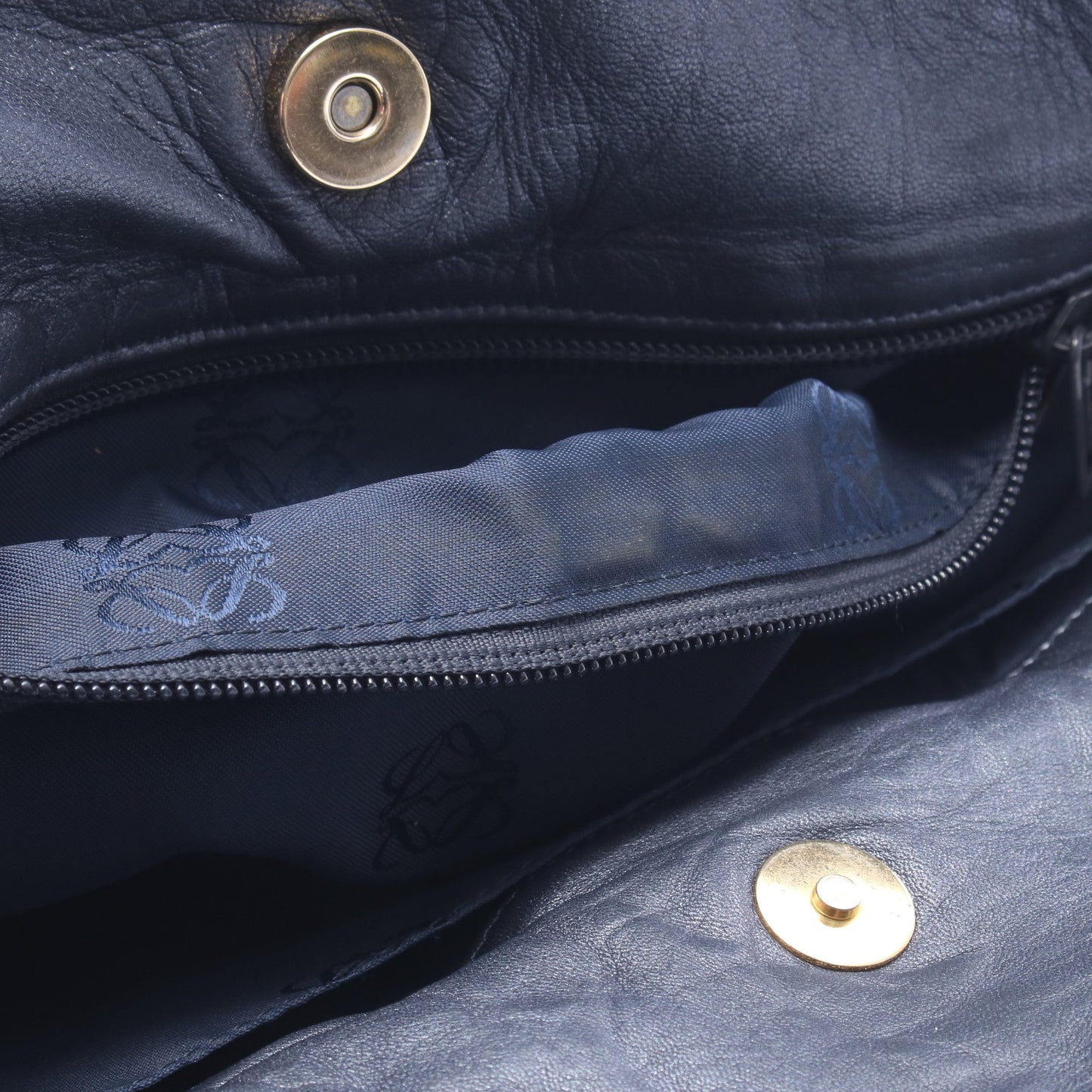 アナグラム ショルダーバッグ レザー ネイビー ロエベ バッグ LOEWE