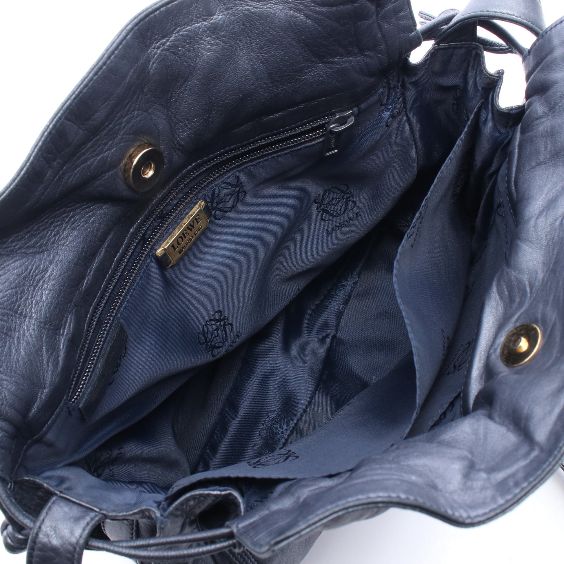 アナグラム ショルダーバッグ レザー ネイビー ロエベ バッグ LOEWE