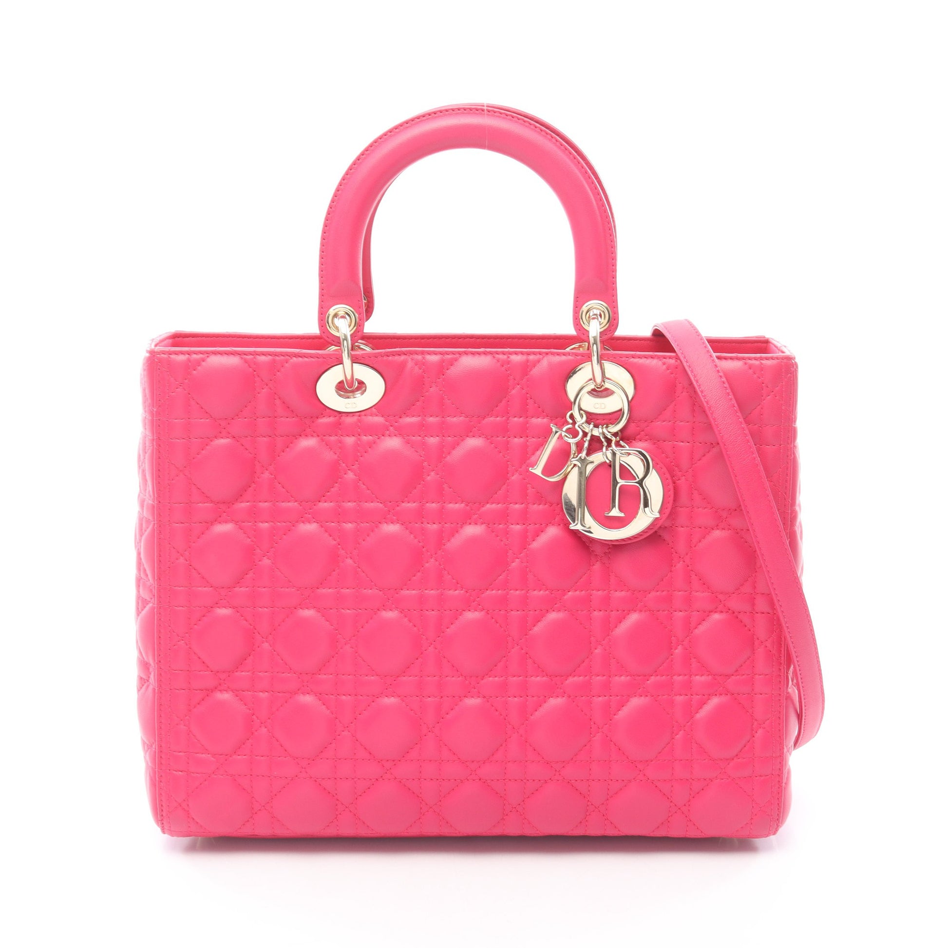 レディディオール ラージ カナージュ 2WAY ハンドバッグ レザー ピンクパープル クリスチャンディオール バッグ Christian Dior