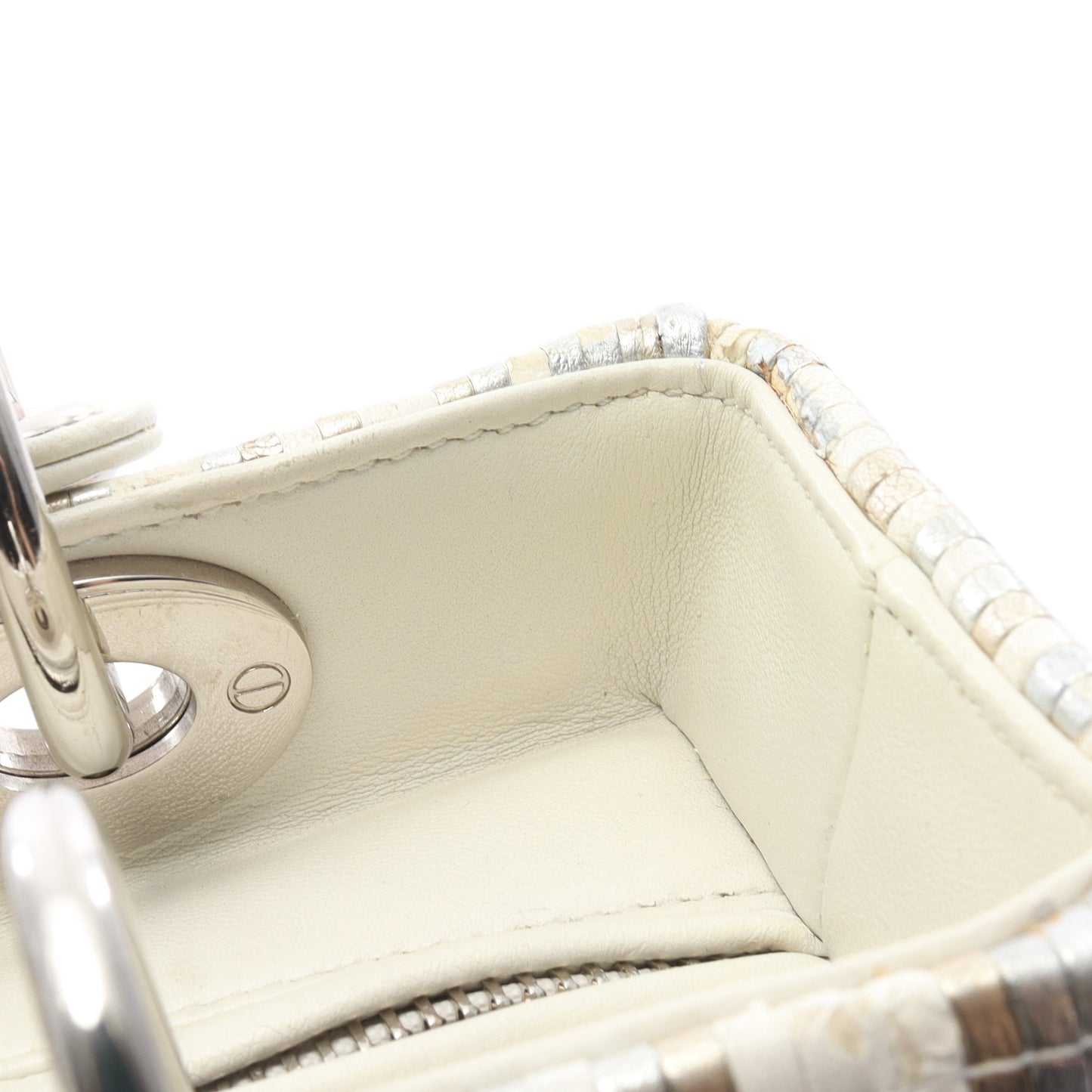 LADY DIOR レディディオール 2WAY ハンドバッグ レザー シルバー ホワイト マルチカラー クリスチャンディオール バッグ Christian Dior