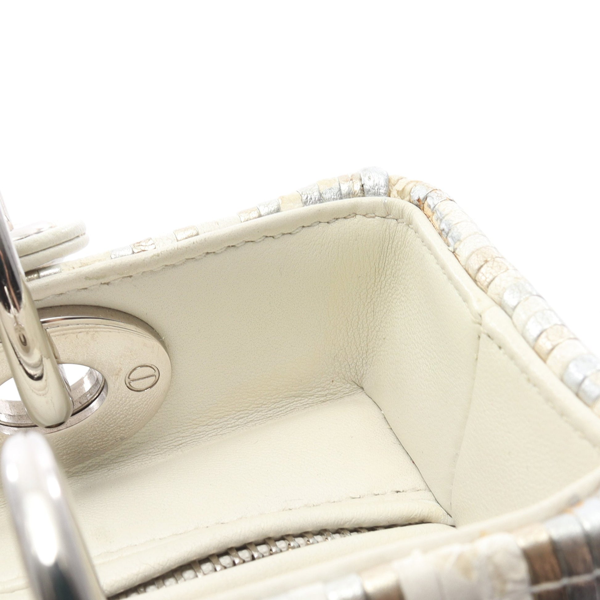 LADY DIOR レディディオール 2WAY ハンドバッグ レザー シルバー ホワイト マルチカラー クリスチャンディオール バッグ Christian Dior