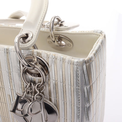 LADY DIOR レディディオール 2WAY ハンドバッグ レザー シルバー ホワイト マルチカラー クリスチャンディオール バッグ Christian Dior
