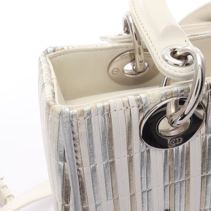 LADY DIOR レディディオール 2WAY ハンドバッグ レザー シルバー ホワイト マルチカラー クリスチャンディオール バッグ Christian Dior