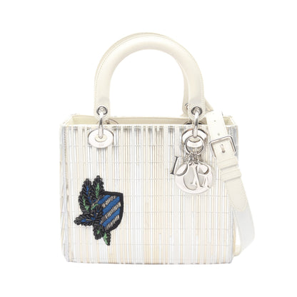 LADY DIOR レディディオール 2WAY ハンドバッグ レザー シルバー ホワイト マルチカラー クリスチャンディオール バッグ Christian Dior