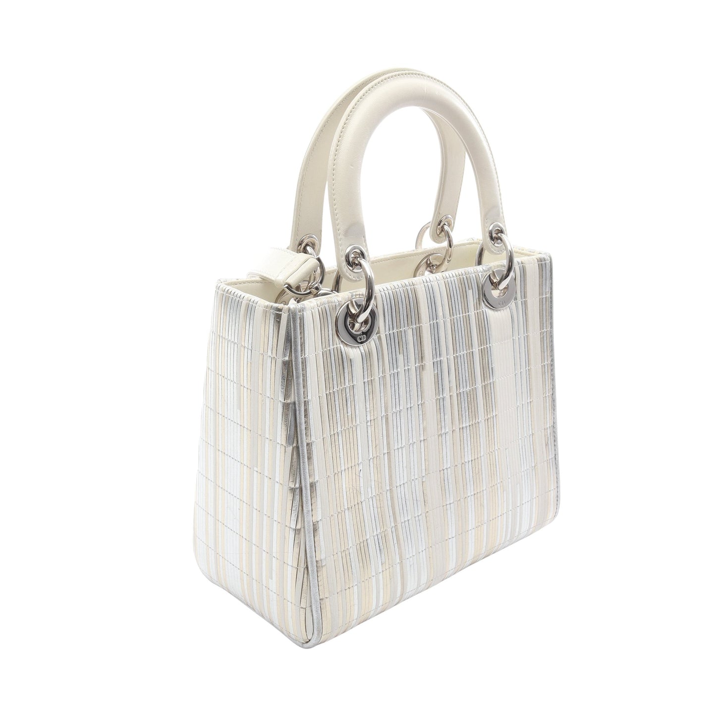 LADY DIOR レディディオール 2WAY ハンドバッグ レザー シルバー ホワイト マルチカラー クリスチャンディオール バッグ Christian Dior