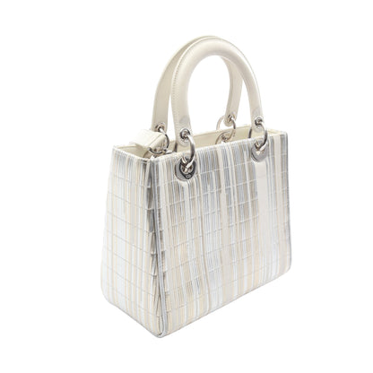 LADY DIOR レディディオール 2WAY ハンドバッグ レザー シルバー ホワイト マルチカラー クリスチャンディオール バッグ Christian Dior