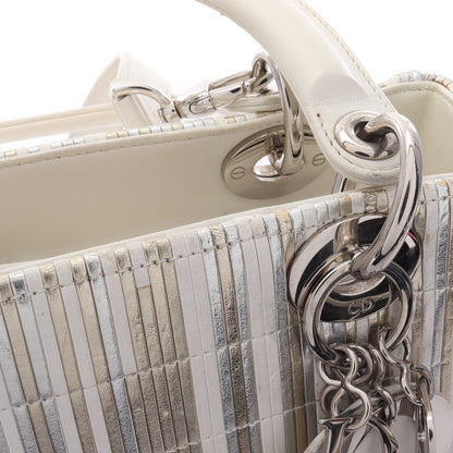 LADY DIOR レディディオール 2WAY ハンドバッグ レザー シルバー ホワイト マルチカラー クリスチャンディオール バッグ Christian Dior