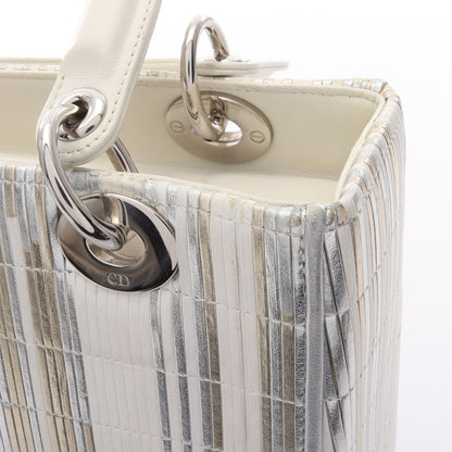 LADY DIOR レディディオール 2WAY ハンドバッグ レザー シルバー ホワイト マルチカラー クリスチャンディオール バッグ Christian Dior