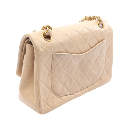 マトラッセ Wフラップ Wチェーンショルダーバッグ ラムスキン ベージュ ゴールド金具 シャネル バッグ CHANEL