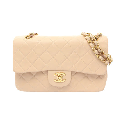 マトラッセ Wフラップ Wチェーンショルダーバッグ ラムスキン ベージュ ゴールド金具 シャネル バッグ CHANEL