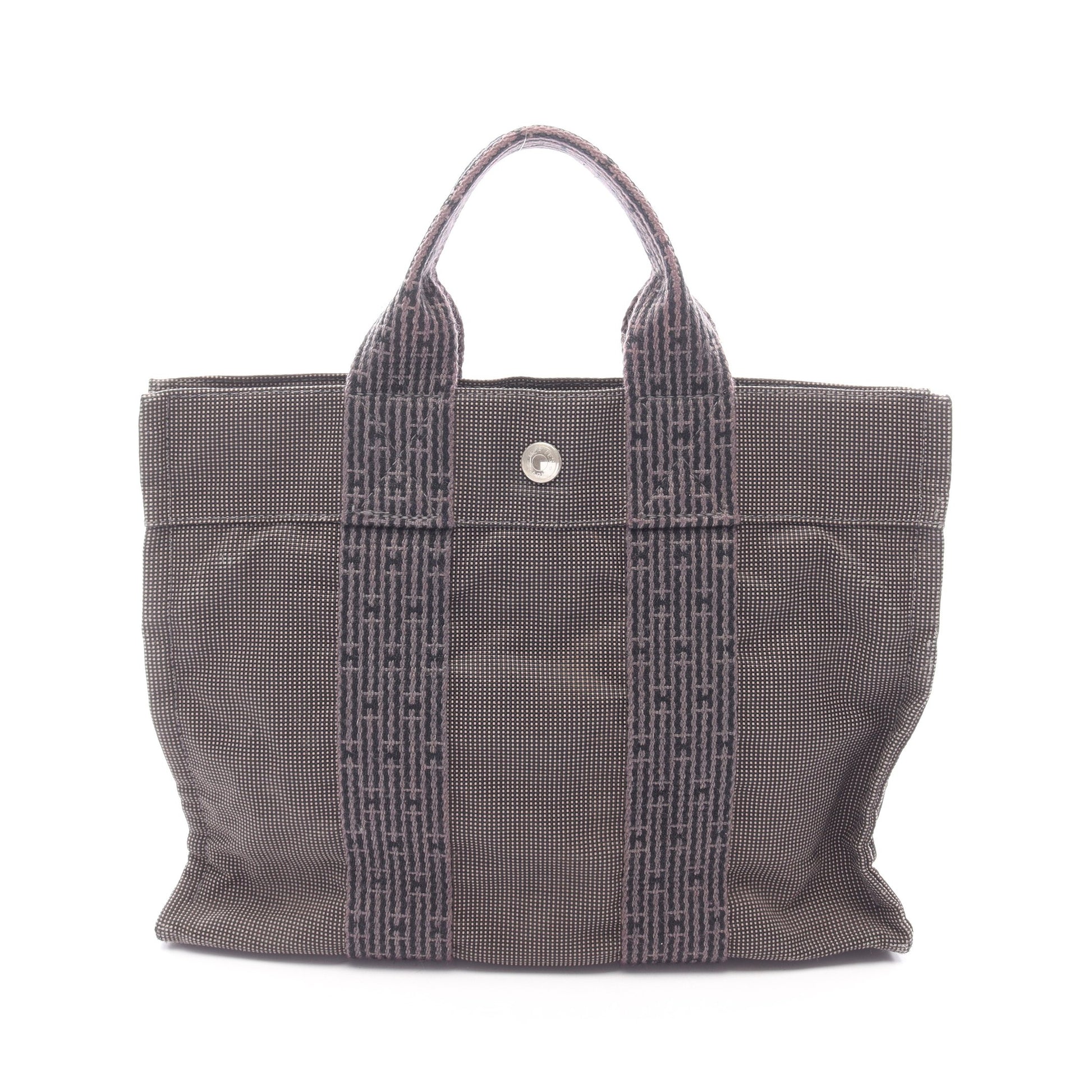 エールラインPM ハンドバッグ トートバッグ キャンバス ダークグレー シルバー金具 エルメス バッグ HERMES