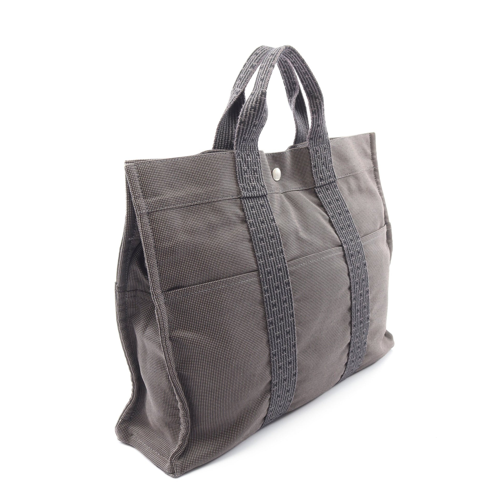 エールラインMM ハンドバッグ トートバッグ ナイロンキャンバス ダークグレー シルバー金具 エルメス バッグ HERMES