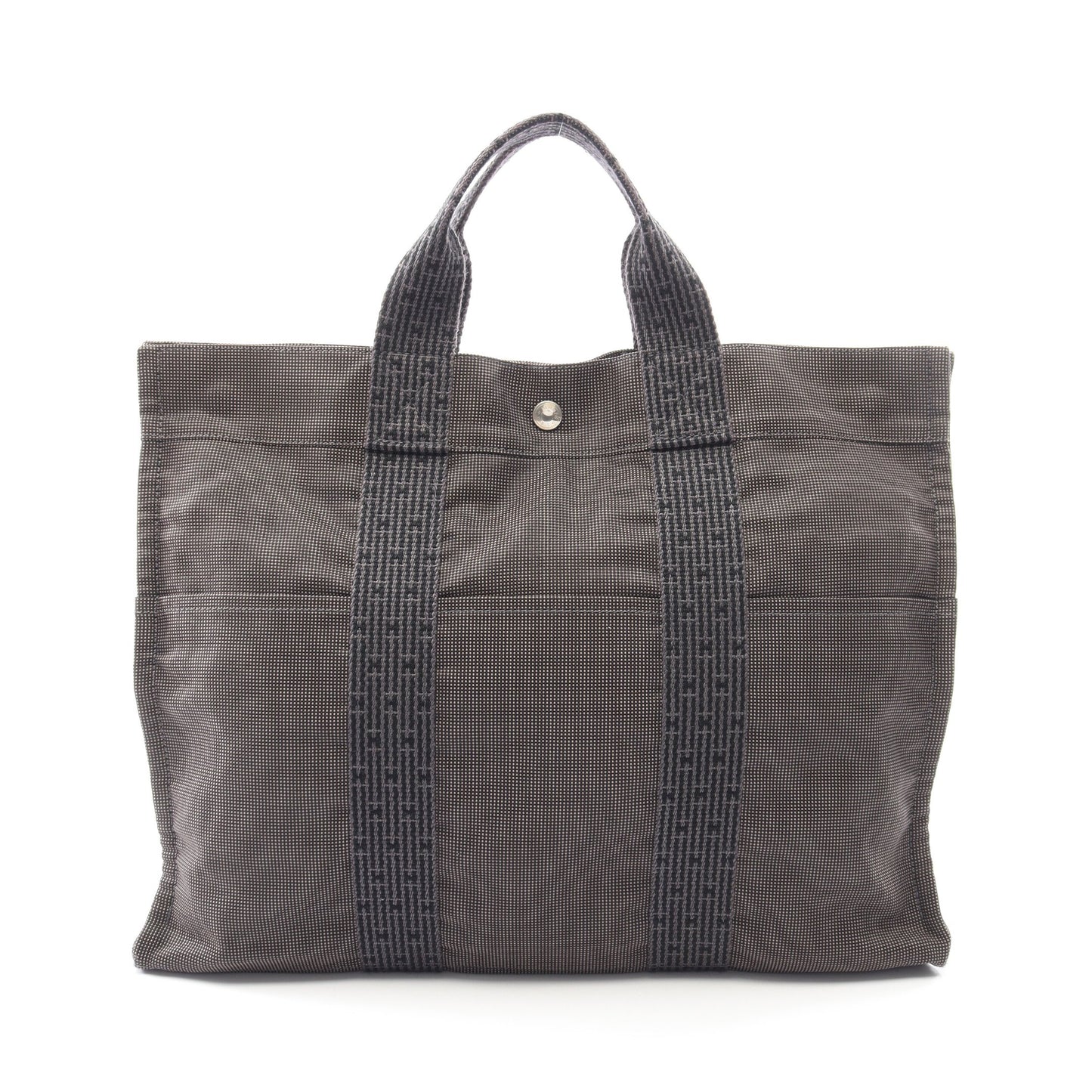 エールラインMM ハンドバッグ トートバッグ ナイロンキャンバス ダークグレー シルバー金具 エルメス バッグ HERMES