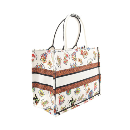 BOOK TOTE ブックトート ミディアム ニキ ド サンファル ハンドバッグ トートバッグ キャンバス ホワイト マルチカラー クリスチャンディオール バッグ Christian Dior