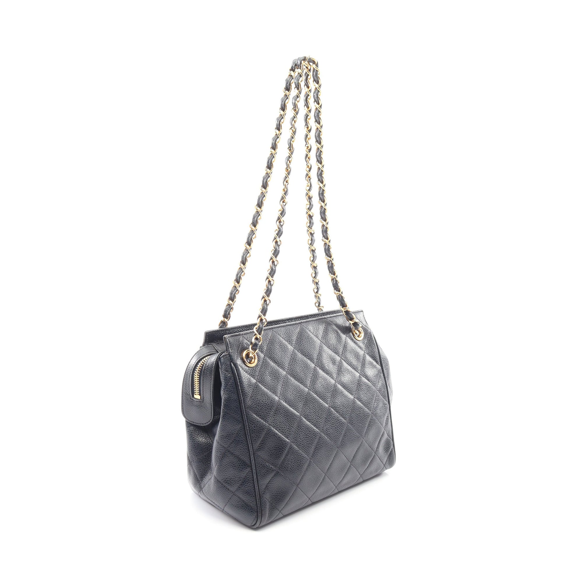 マトラッセ チェーンショルダーバッグ キャビアスキン ネイビー ゴールド金具 シャネル バッグ CHANEL
