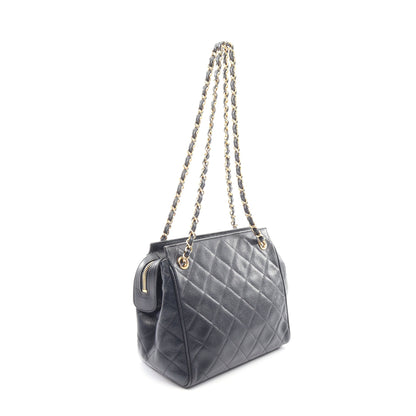 マトラッセ チェーンショルダーバッグ キャビアスキン ネイビー ゴールド金具 シャネル バッグ CHANEL