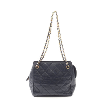 マトラッセ チェーンショルダーバッグ キャビアスキン ネイビー ゴールド金具 シャネル バッグ CHANEL
