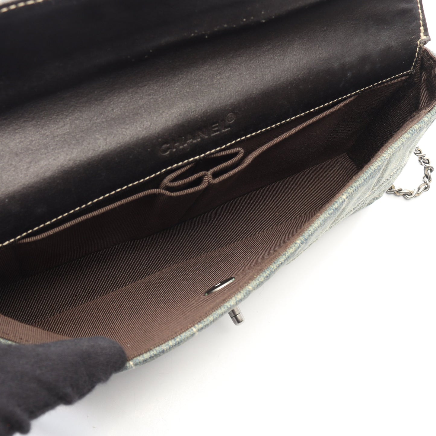 チョコバー チェーンショルダーバッグ デニム ブルー シルバー金具 シャネル バッグ CHANEL