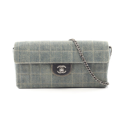 チョコバー チェーンショルダーバッグ デニム ブルー シルバー金具 シャネル バッグ CHANEL