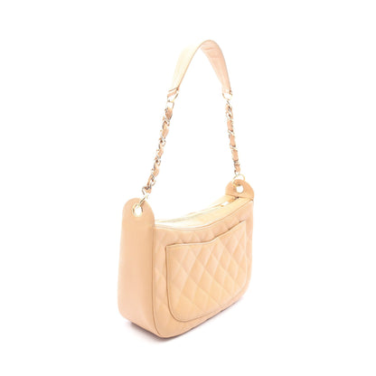 マトラッセ チェーンショルダーバッグ ワンショルダーバッグ キャビアスキン ベージュ ゴールド金具 シャネル バッグ CHANEL