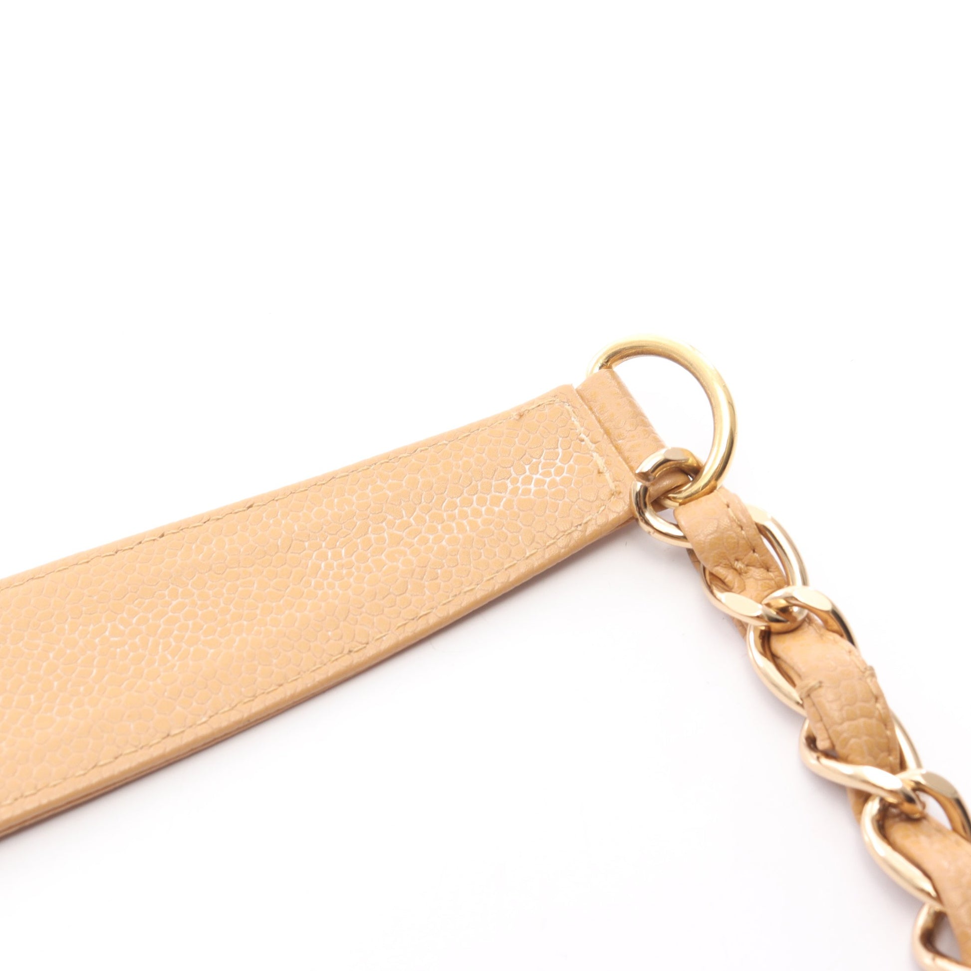 マトラッセ チェーンショルダーバッグ ワンショルダーバッグ キャビアスキン ベージュ ゴールド金具 シャネル バッグ CHANEL