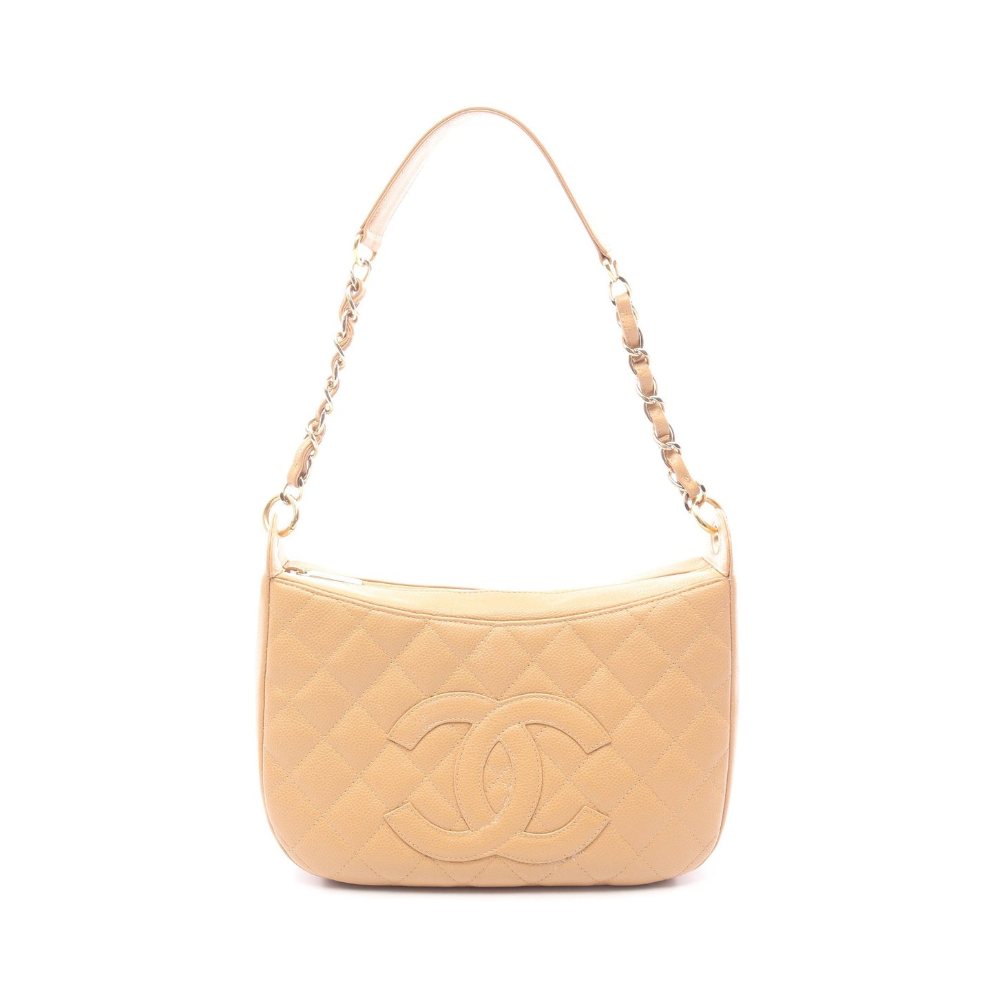マトラッセ チェーンショルダーバッグ ワンショルダーバッグ キャビアスキン ベージュ ゴールド金具 シャネル バッグ CHANEL