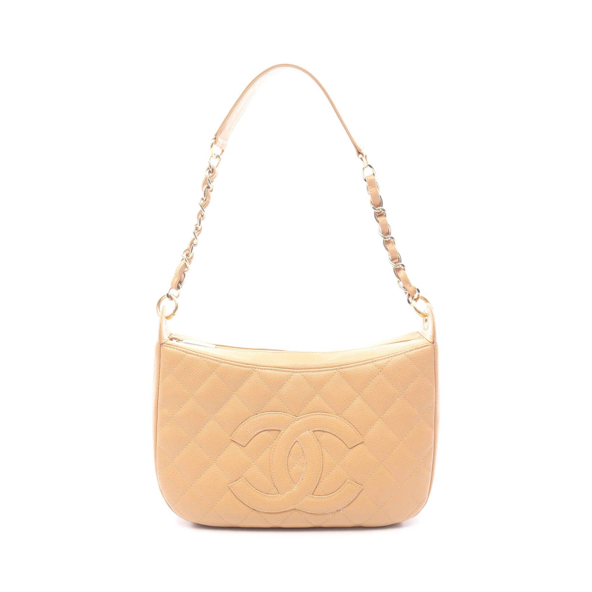 マトラッセ チェーンショルダーバッグ ワンショルダーバッグ キャビアスキン ベージュ ゴールド金具 シャネル バッグ CHANEL