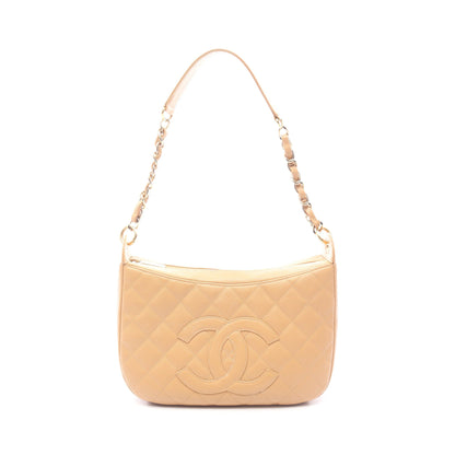マトラッセ チェーンショルダーバッグ ワンショルダーバッグ キャビアスキン ベージュ ゴールド金具 シャネル バッグ CHANEL