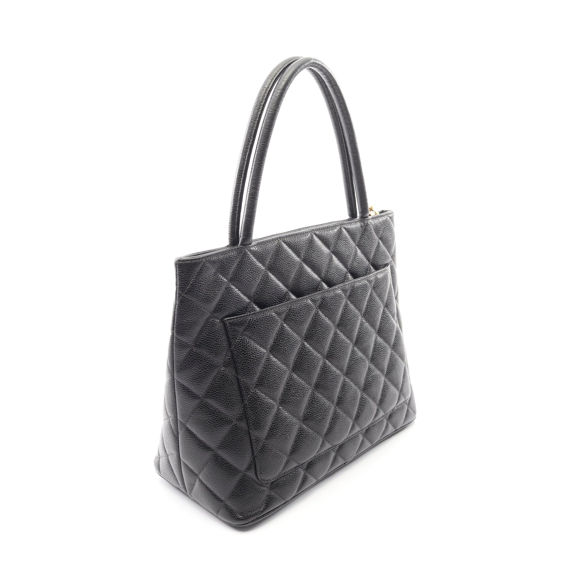 復刻トート ハンドバッグ トートバッグ キャビアスキン ブラック ゴールド金具 シャネル バッグ CHANEL