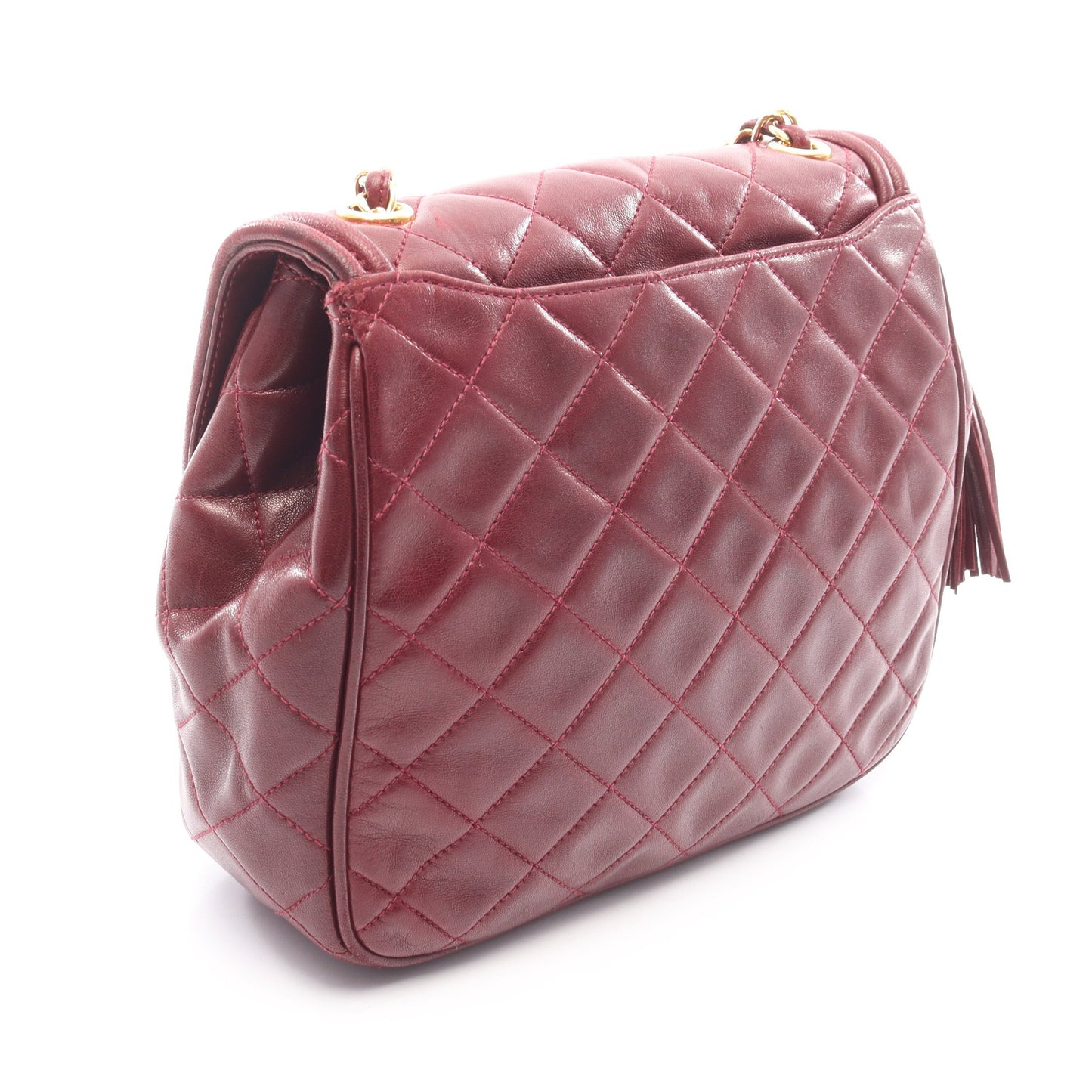 マトラッセ チェーンショルダーバッグ ラムスキン ボルドー ゴールド金具 シャネル バッグ CHANEL