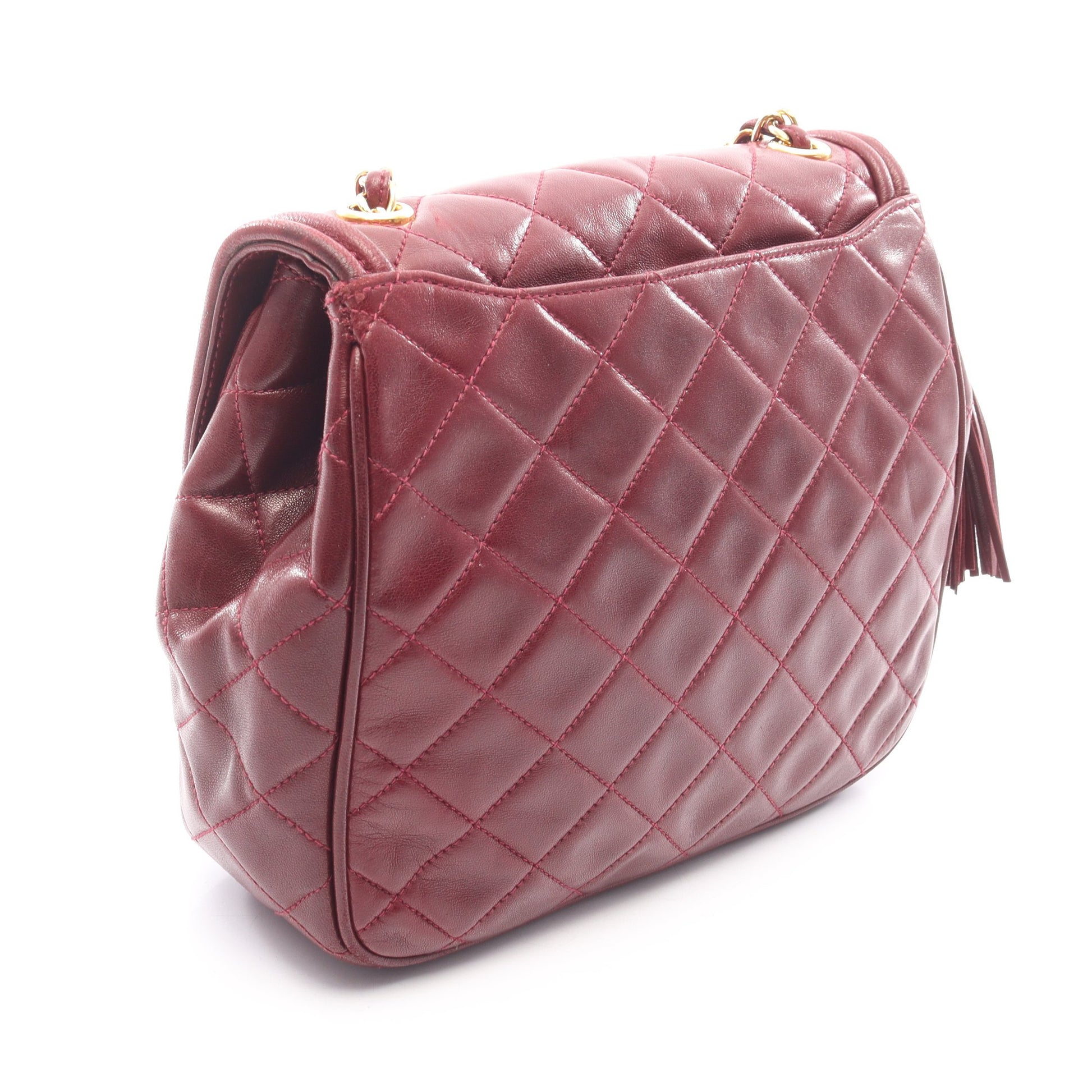 マトラッセ チェーンショルダーバッグ ラムスキン ボルドー ゴールド金具 シャネル バッグ CHANEL