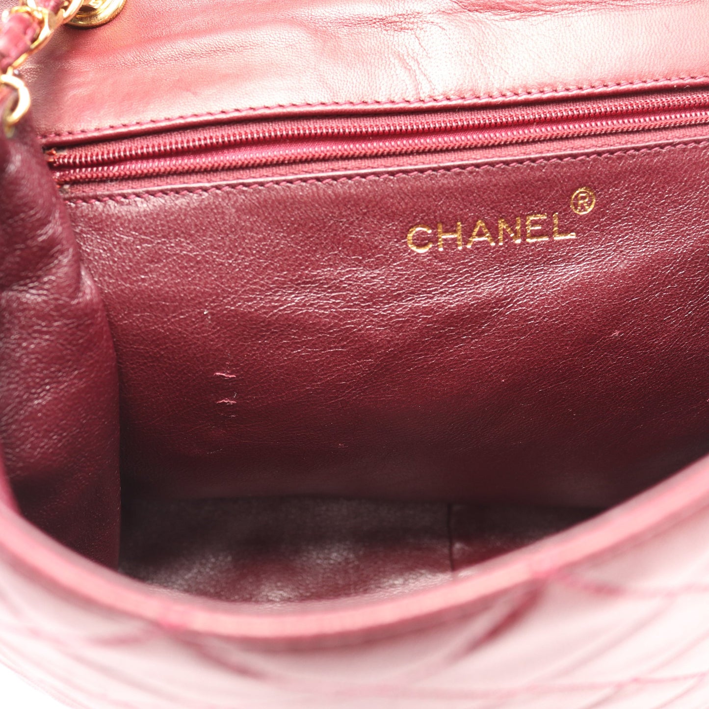 マトラッセ チェーンショルダーバッグ ラムスキン ボルドー ゴールド金具 シャネル バッグ CHANEL
