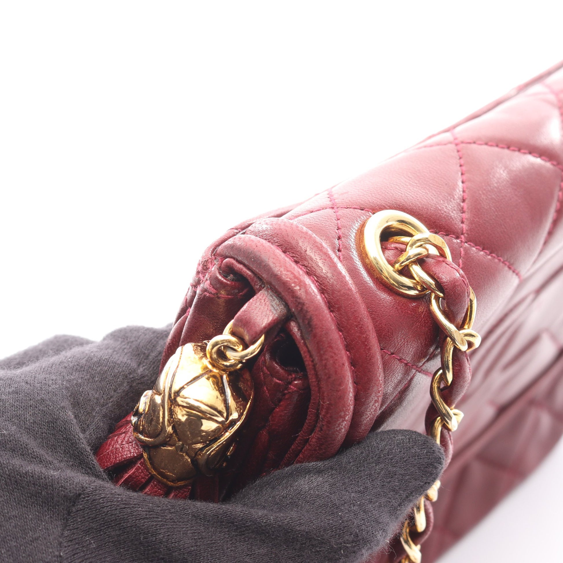 マトラッセ チェーンショルダーバッグ ラムスキン ボルドー ゴールド金具 シャネル バッグ CHANEL