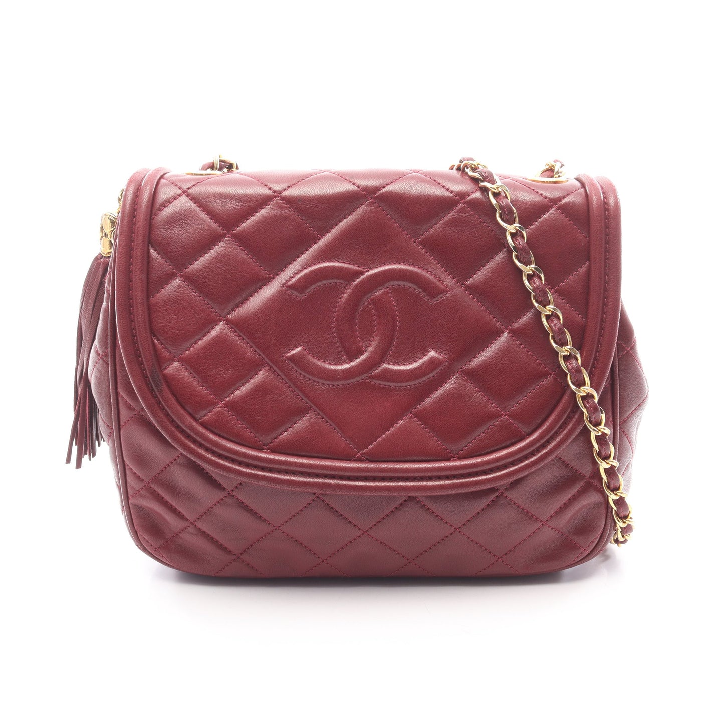 マトラッセ チェーンショルダーバッグ ラムスキン ボルドー ゴールド金具 シャネル バッグ CHANEL